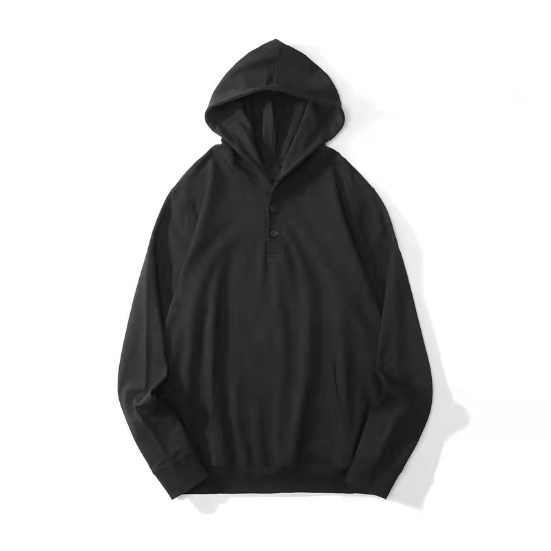 High quality cotton fleece embroidered oversized buttons custom logo print men's hoodies