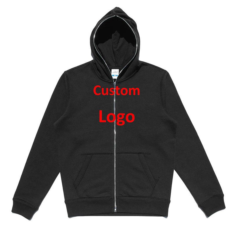Custom Casual Streetwear Men's Hoodie High Quality Oversized 100% Cotton French Terry Full Zip Up Hoodies