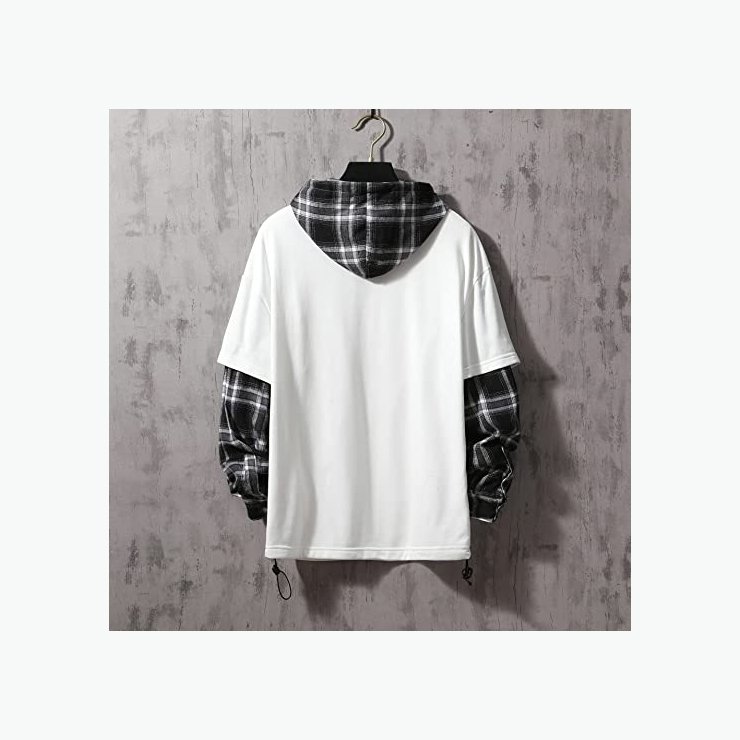 Patchwork Hoodies Men Letter Print Street wear Hoodie Men Sweatshirt
