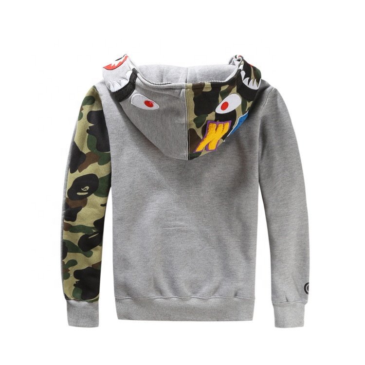 custom high quality streetwear cotton fleece embroidery full face zip up hoodies sweatshirts outdoor long sleeve men's hoodie