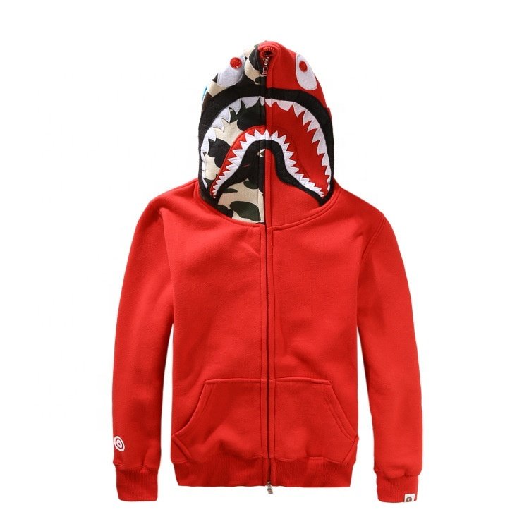 custom high quality streetwear cotton fleece embroidery full face zip up hoodies sweatshirts outdoor long sleeve men's hoodie