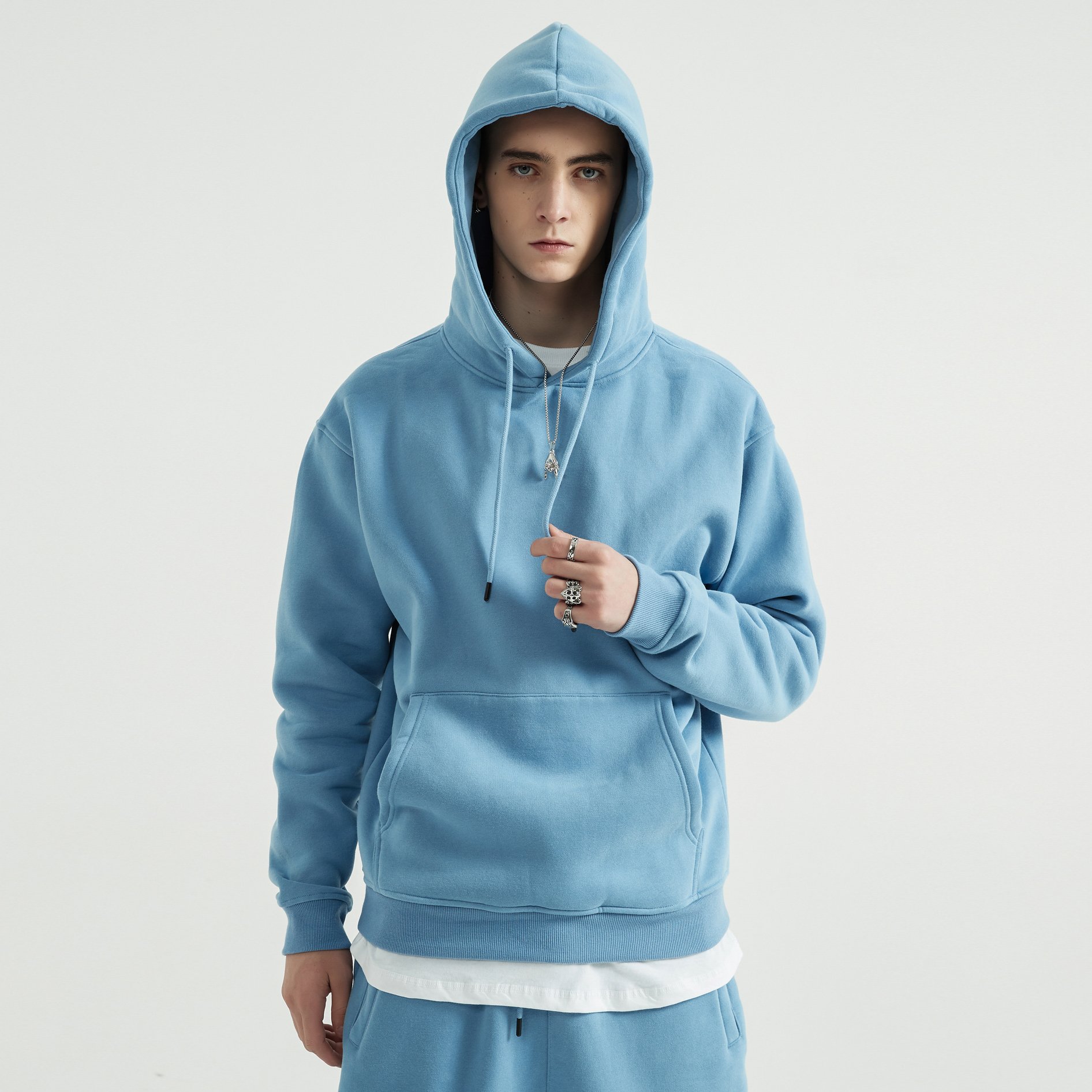 Custom Logo High Quality 345 Gsm Heavy Weight Blank Thick Fleece Luxury Hoodies For Men Print Logo Men's Hoodies&Sweatshirts