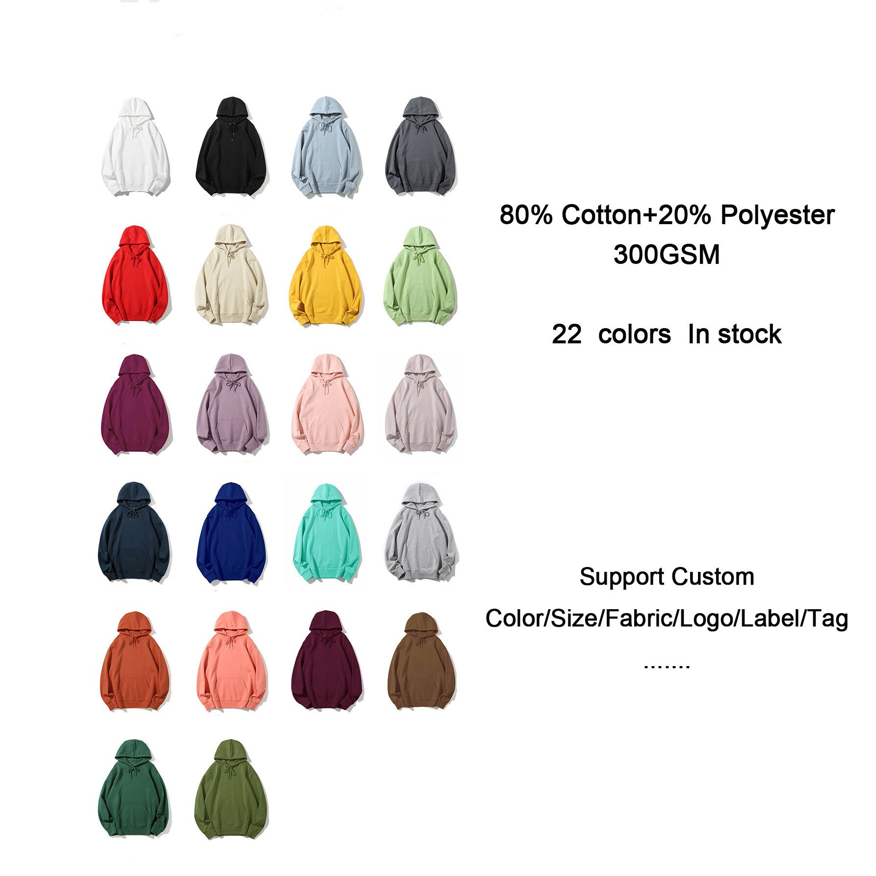 custom logo high quality cotton blank hoodie wool puls size men's hoodie full zip custom print logo men's hoodie