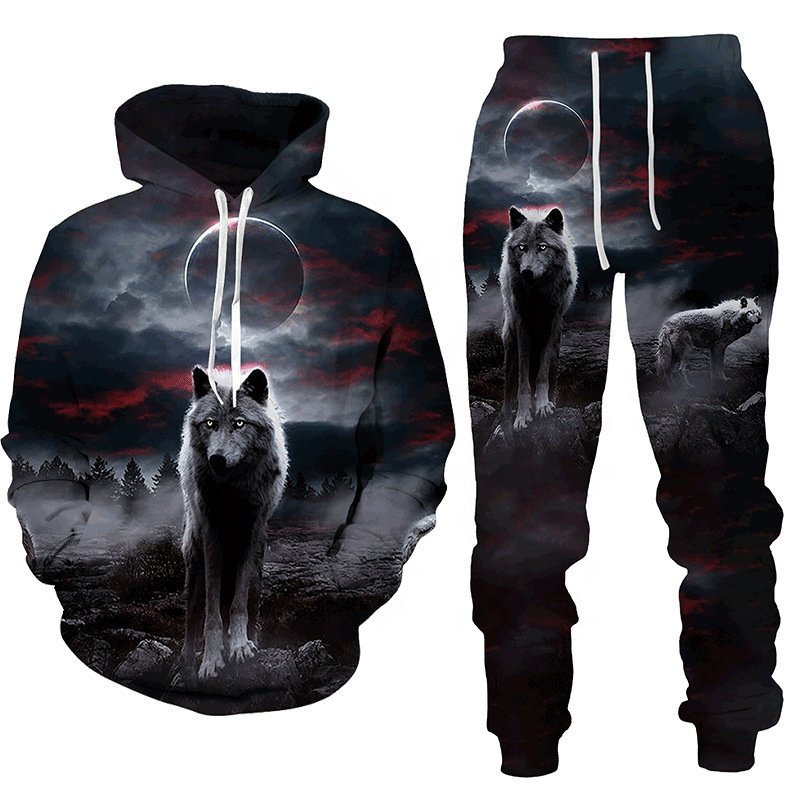 Wholesale New Arrivals sweatsuits Two Pieces Set Jogging Sets Men's Hoodie Pants Sets Gym Men's 3D Print Tracksuit