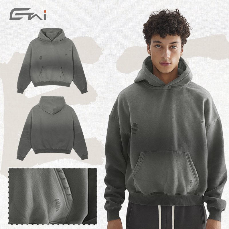 Wholesale Quality Puff Printing Heavyweight Cotton Men's Hoody Oversized Custom Print Luxury Pullover Cotton Custom Hoodies
