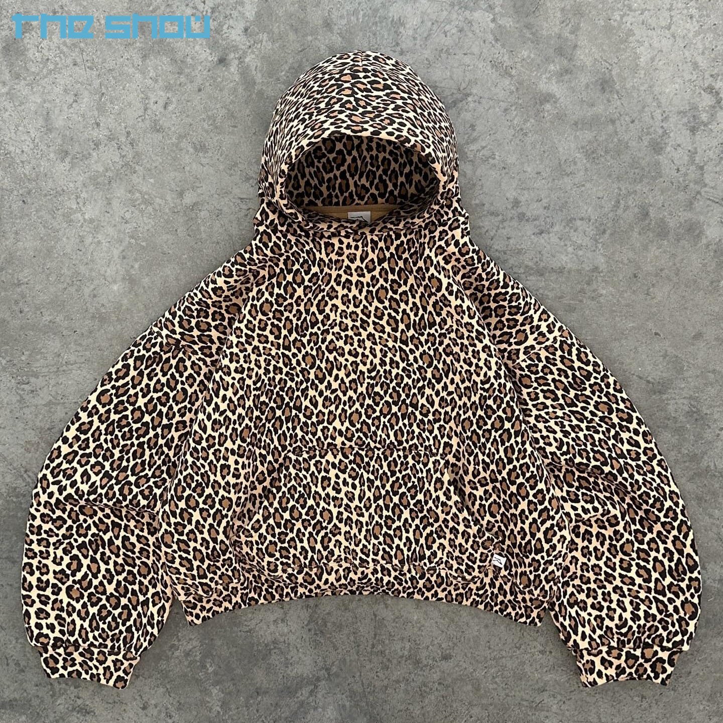 High Quality Customization Sweats Leopard Print Hooded 400GSM Heavyweight 100% Cotton Men's Hoodie Oversized Boxy Sweatshirts