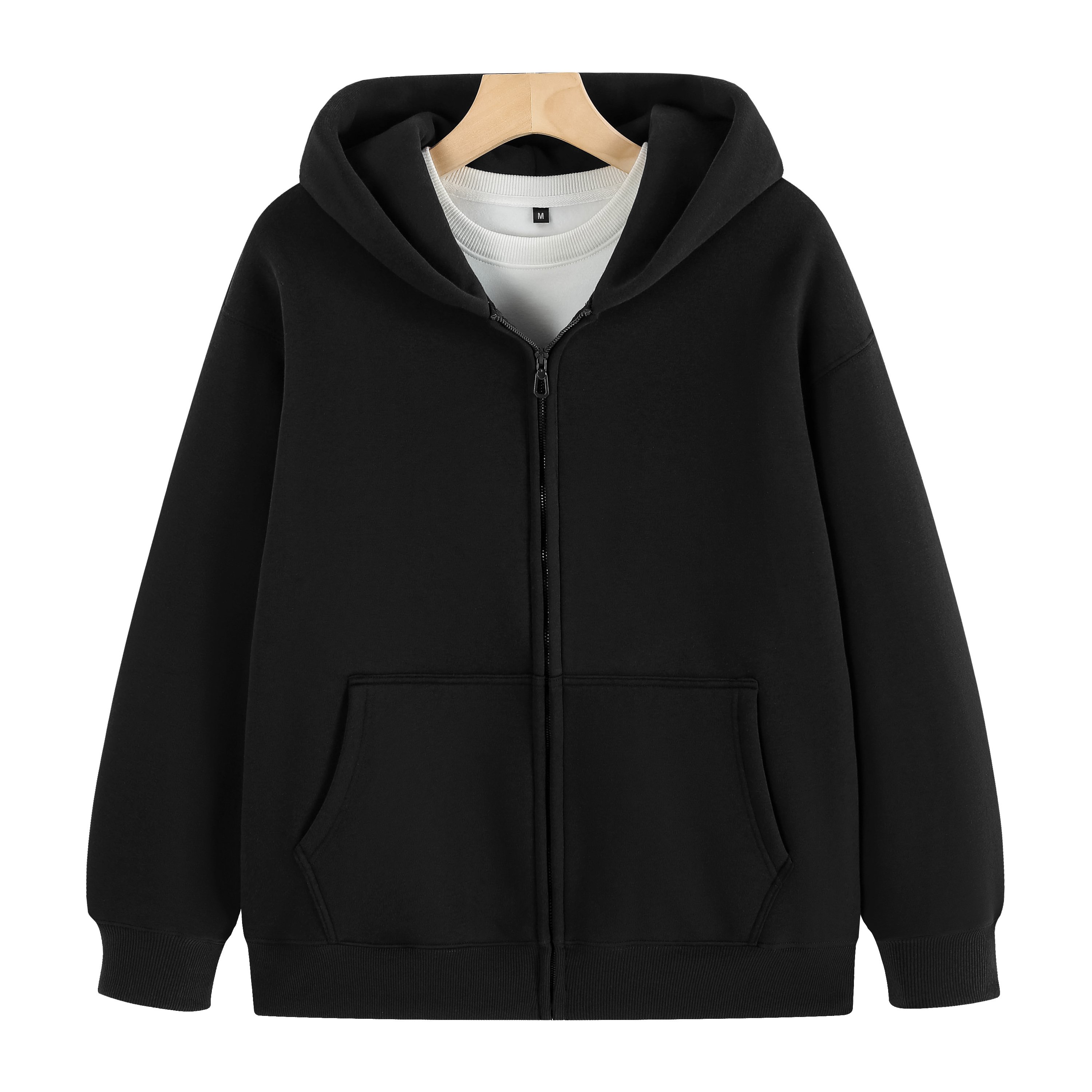 Men's 100% cotton 500 gsm blank heavy weight zip up hoodies Blank With Custom Logo Wholesale Embroidered Hoodies