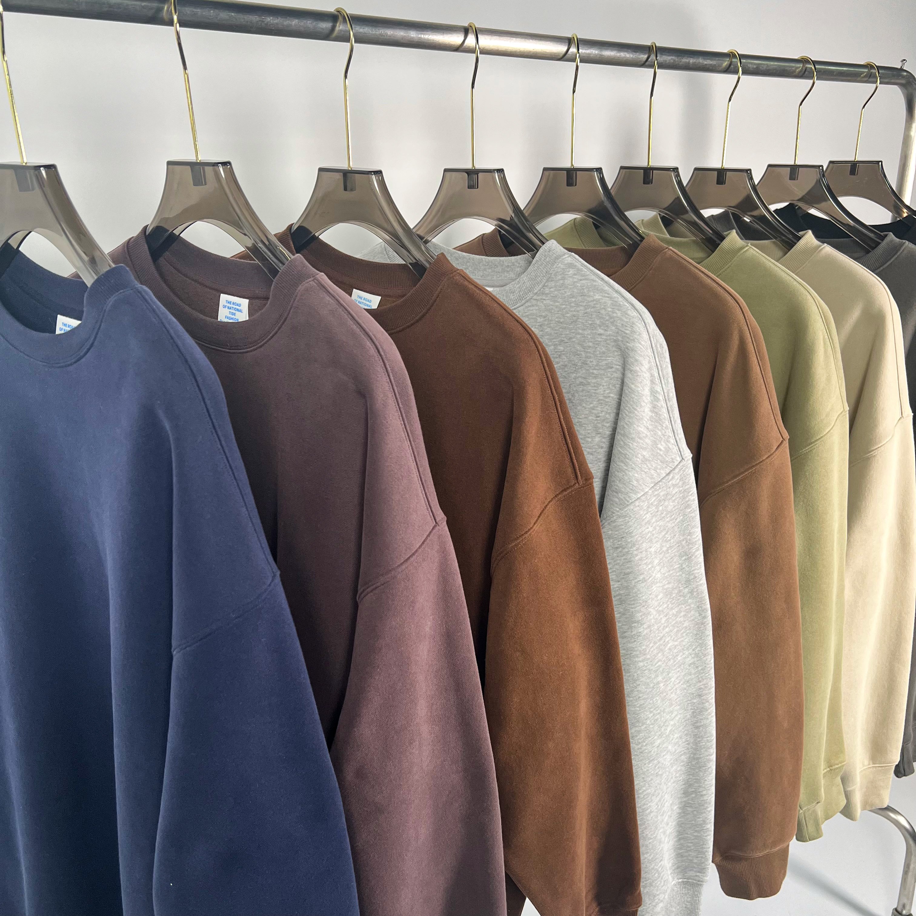 Ready-to-wear 350G Heavyweight Unisex Pullover Sweatshirt Customizable Logo Solid Color High Quality Plain Fleece Sweatshirt