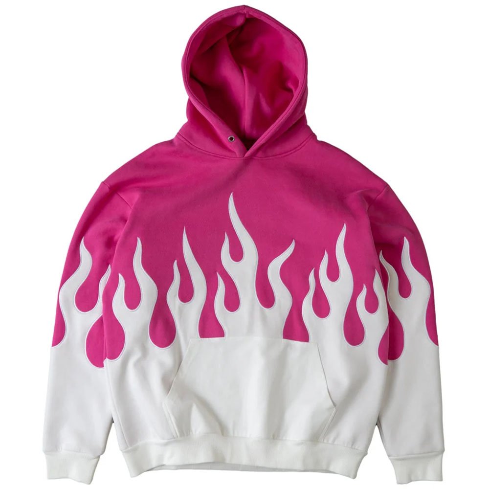 New Design Long Sleeve Flame Pattern Embroidery Hoodie Heavy Weight Men's Hoodies Sweatshirt Black White Fleece Pullover Hoodie