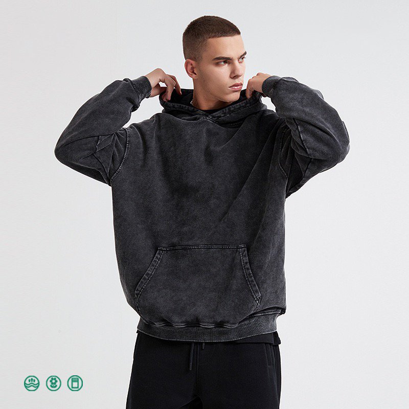 Oem custom logo high quality blank vintage washed fleece hoodies wholesale oversized acid wash hoodie unisex