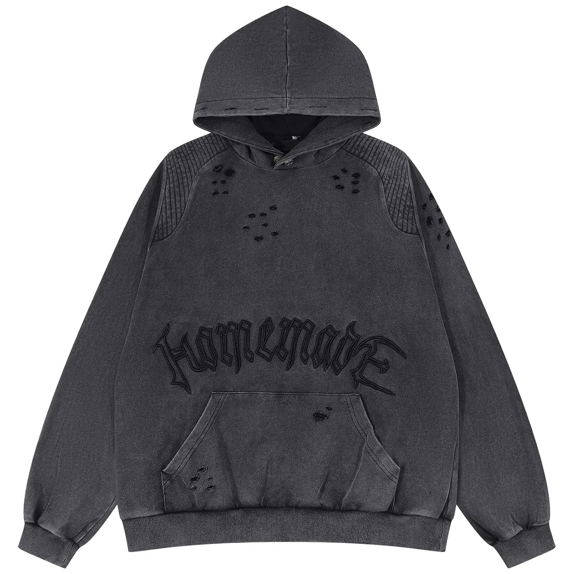 2024 New Vintage Men's Hoodies Sweatshirts High Quality Distressed Cotton Thermal Street Wear Men's Spider Embroidered Clothes