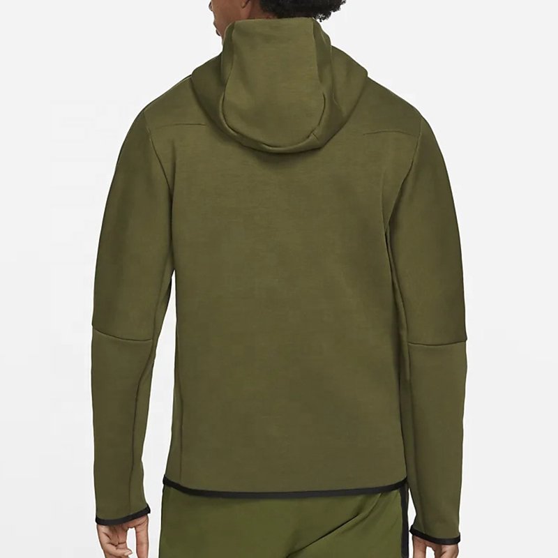 Wholesale OEM Men Heavyweight Sweatshirt Tech Fleece Pullover Hoodie Street Wear Blank Hoodies Windproof Pocket On Sleeves