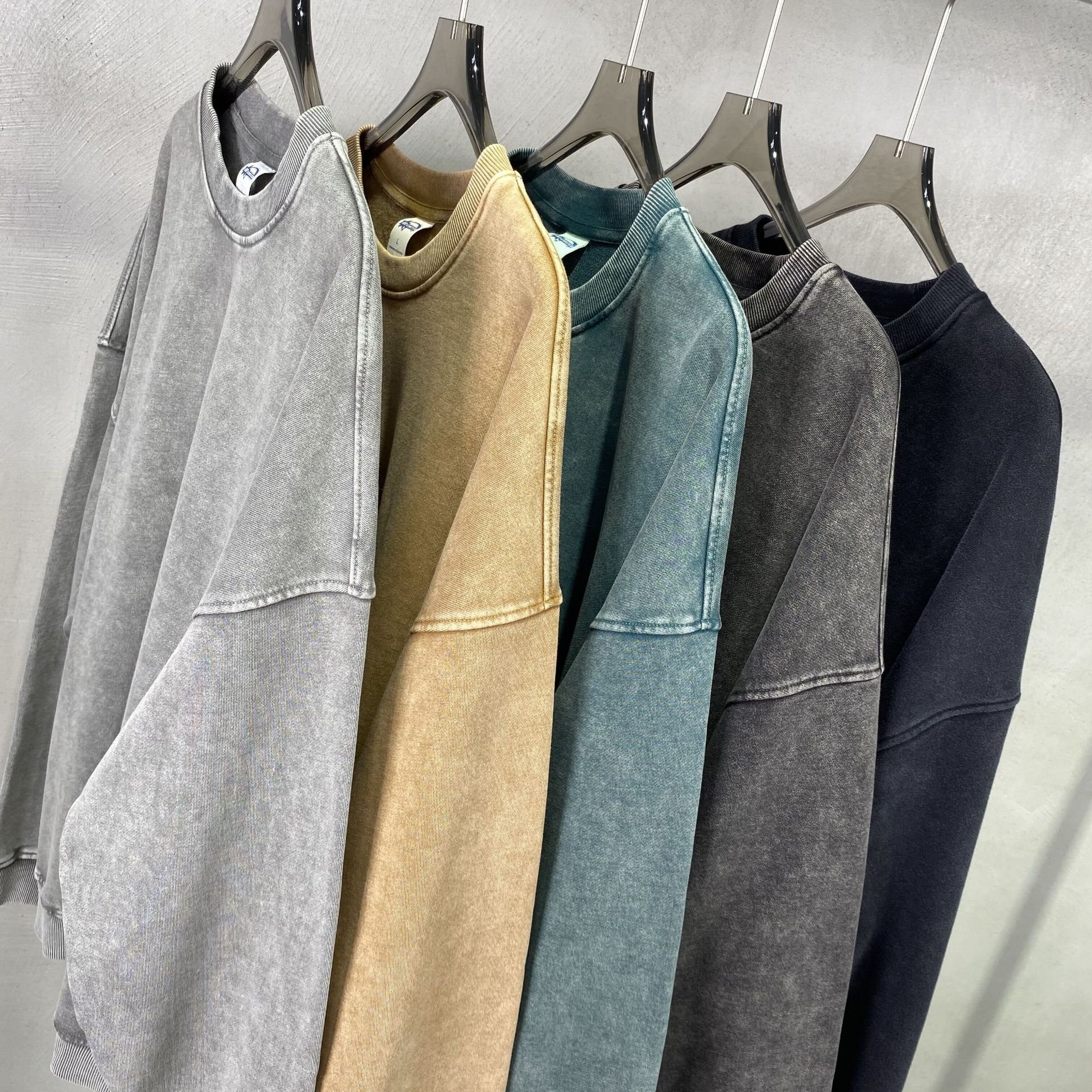 100% Cotton French Terry High Street Series Vintage Distressed Embroidery Acid Vintage Wash Hoodie