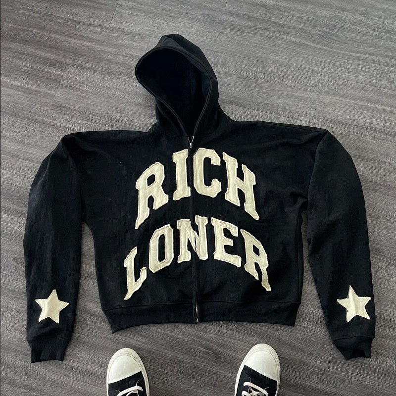 Aikesi Custom LOGO Distressed Patch Embroidery Faded French Terry Distressed Embroidered Zip Up Acid Wash Hoodie for unisex