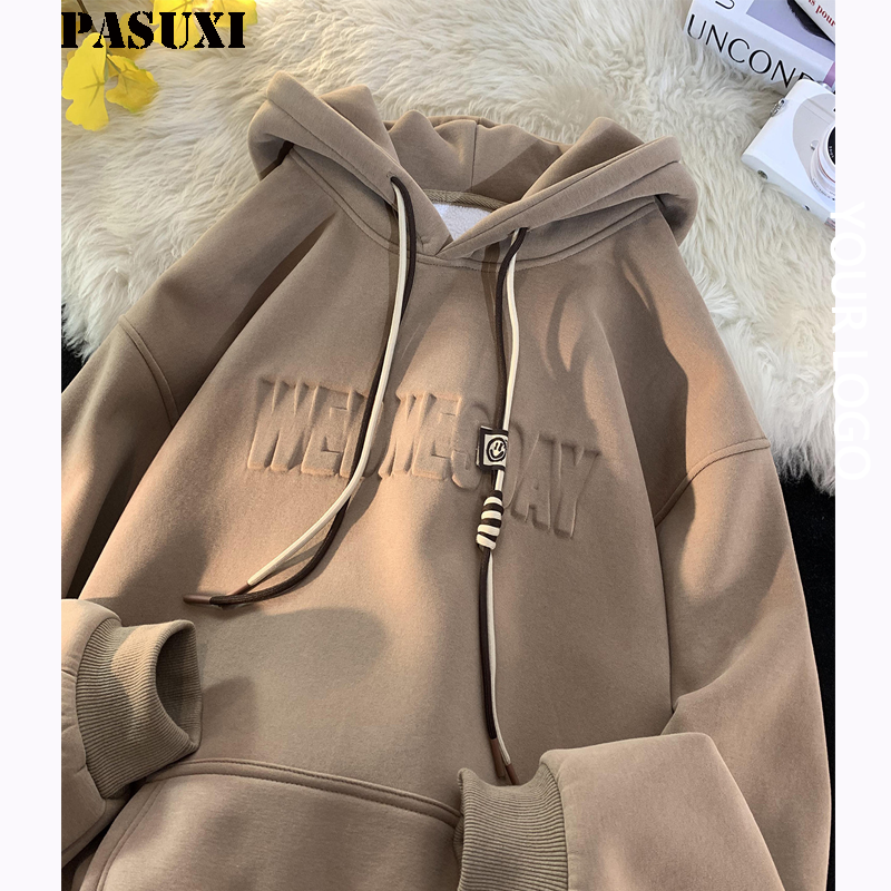 PASUXI Premium High Quality Embossed Logo Sweaters Sweatshirt Custom High Weight Hoodie 3d Printing Embossed Hoodie For Men