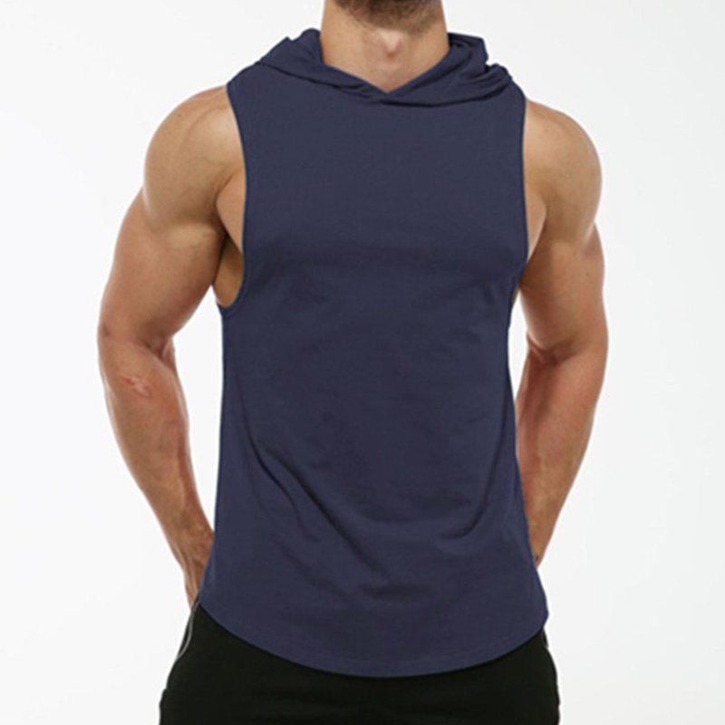 Men Workout Hooded Tank Tops Sports Bodybuilding Stringer Muscle Cut Off T Shirt Men's Sleeveless Gym Hoodies