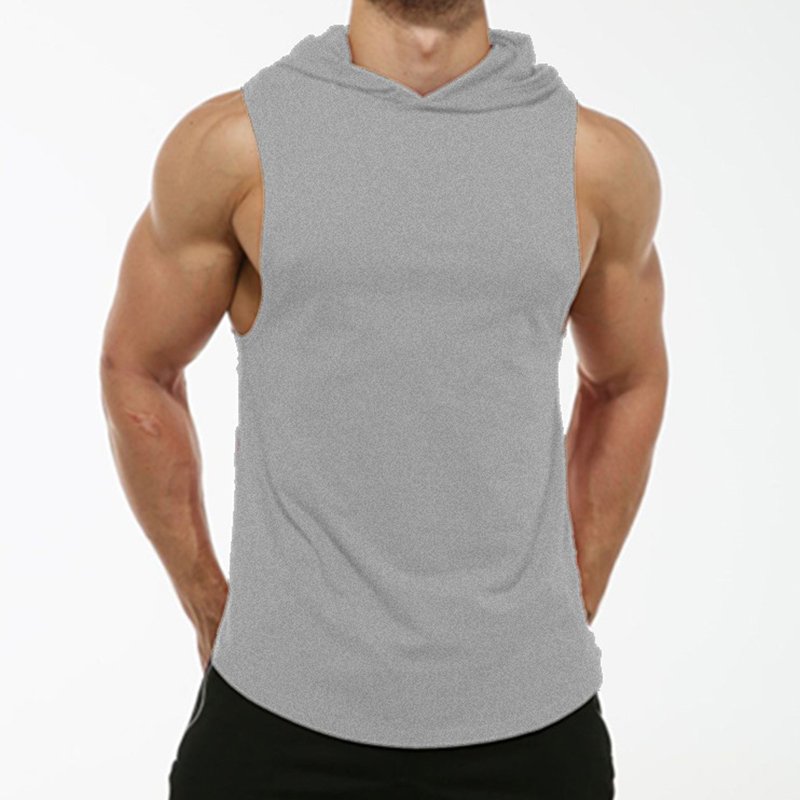 Men Workout Hooded Tank Tops Sports Bodybuilding Stringer Muscle Cut Off T Shirt Men's Sleeveless Gym Hoodies