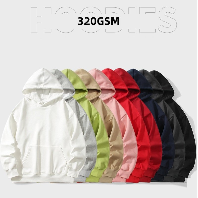 Wholesale Thickened Heavy Men's Hooded Sweatshirt Trendy Solid Color Terry Hoodie Plus Size Drop Shoulder Men Hoodie