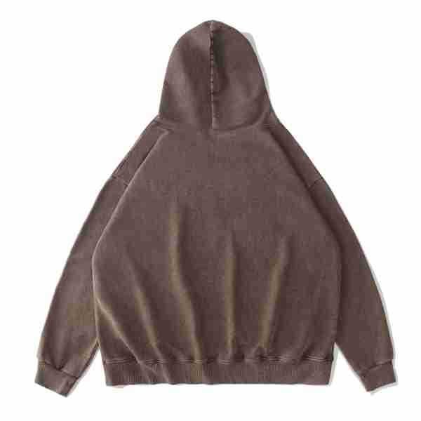 High Quality Mens Oversized Hoodie 350g Vintage Wash Wax Dyed Large Loops Heavyweight Cotton Hoodies