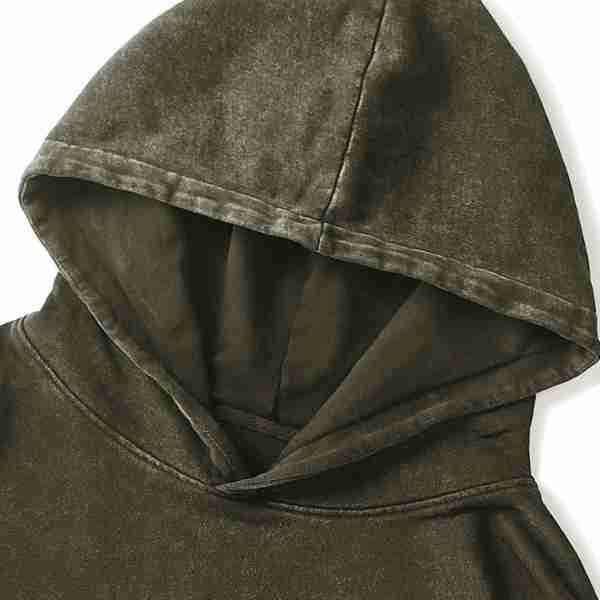 High Quality Mens Oversized Hoodie 350g Vintage Wash Wax Dyed Large Loops Heavyweight Cotton Hoodies