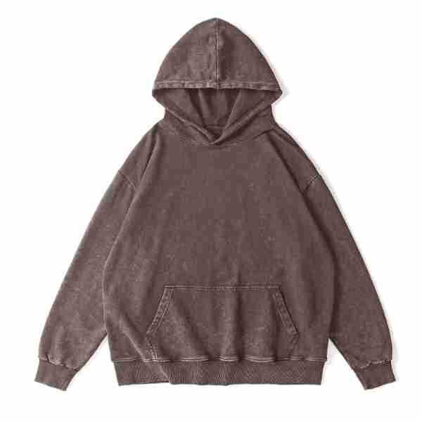 High Quality Mens Oversized Hoodie 350g Vintage Wash Wax Dyed Large Loops Heavyweight Cotton Hoodies