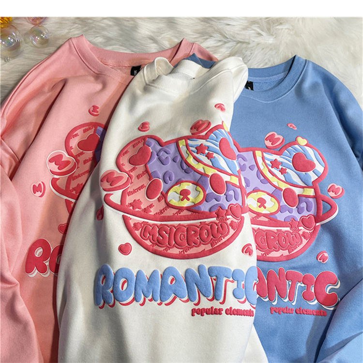 High Quality 3d Poam Printing Heavy Weight Custom Men's Hoodies Stringless Oversized Puff Print Hoodie
