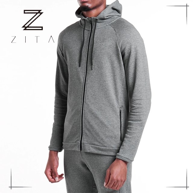 Custom Hoodie Long Sleeve French Terry Mens Sweatshirts Cotton Polyester Bulk Gym Hoodies Mens Full Zip Up Tracksuit Hoodie