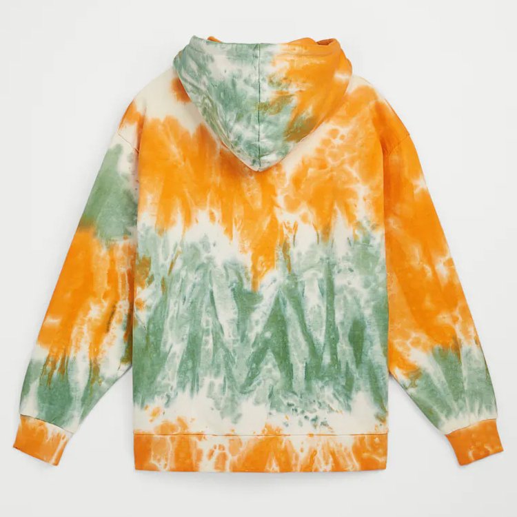 Dec fall men clothing tie dye sweatshirt acid wash unisex crop top custom orange green two colour loose fitting tye dye hoodies