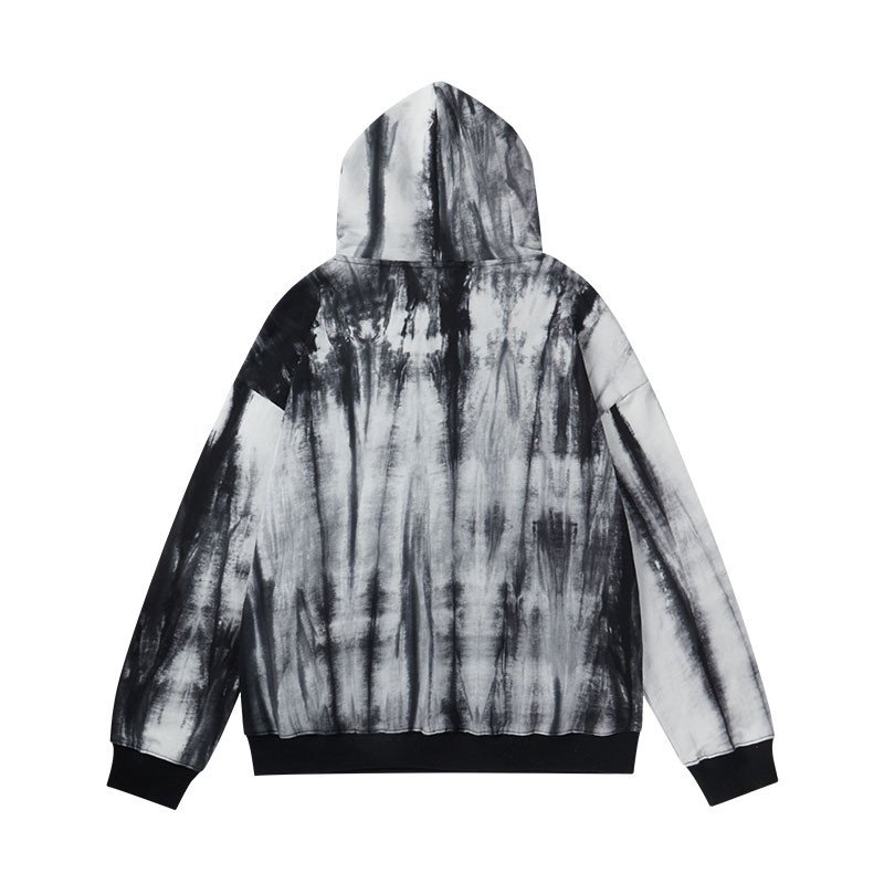 High Quality Custom Logo Tie Dyed Gradient Printed Vintage Hoodies For Men's Loose Oversize Sweatshirt