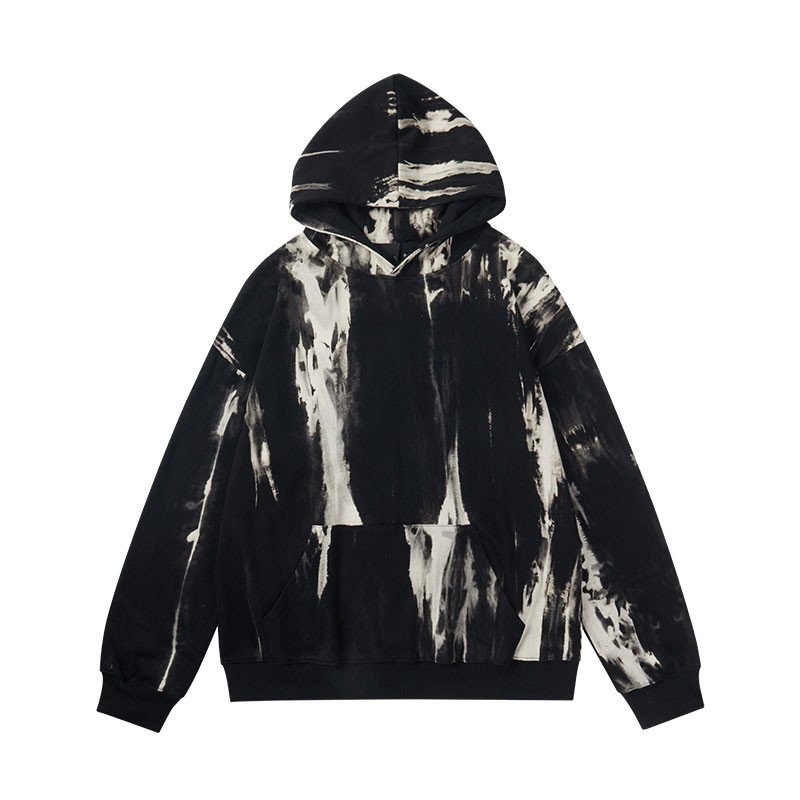 High Quality Custom Logo Tie Dyed Gradient Printed Vintage Hoodies For Men's Loose Oversize Sweatshirt