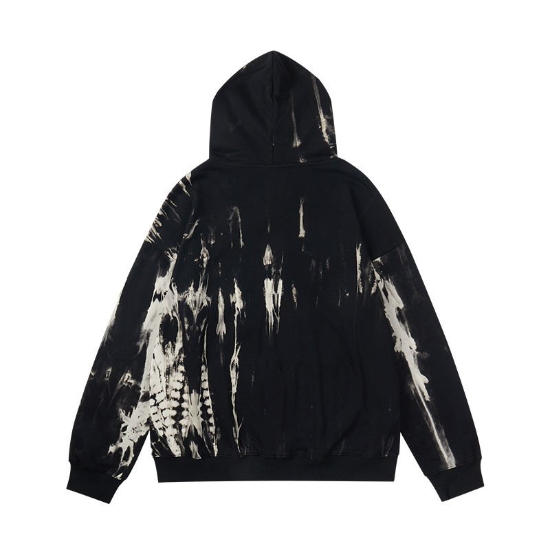 High Quality Custom Logo Tie Dyed Gradient Printed Vintage Hoodies For Men's Loose Oversize Sweatshirt