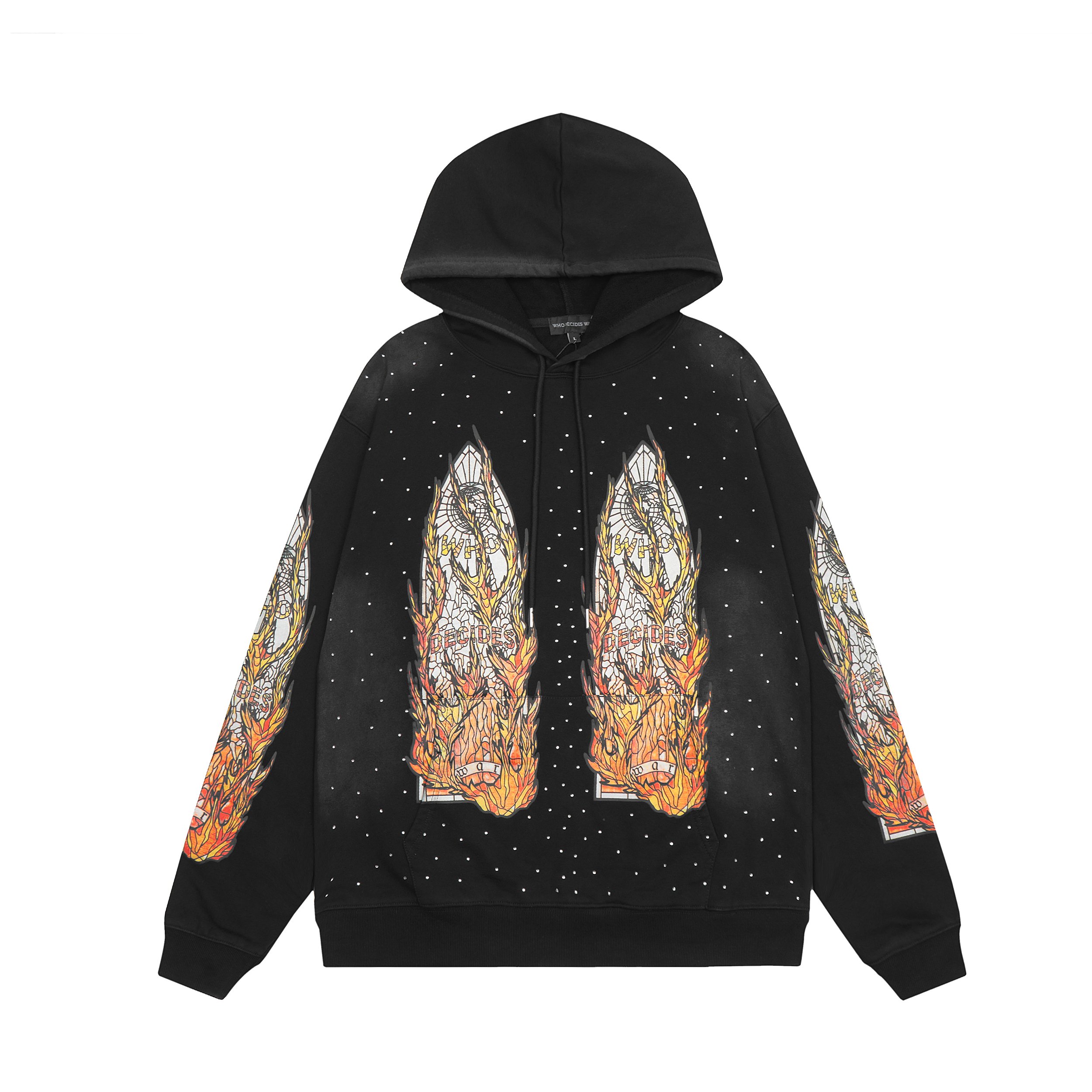 Who Decides War Wholesale High Quality acid wash men's hoodies High street Vintage Oversized men's hoodie