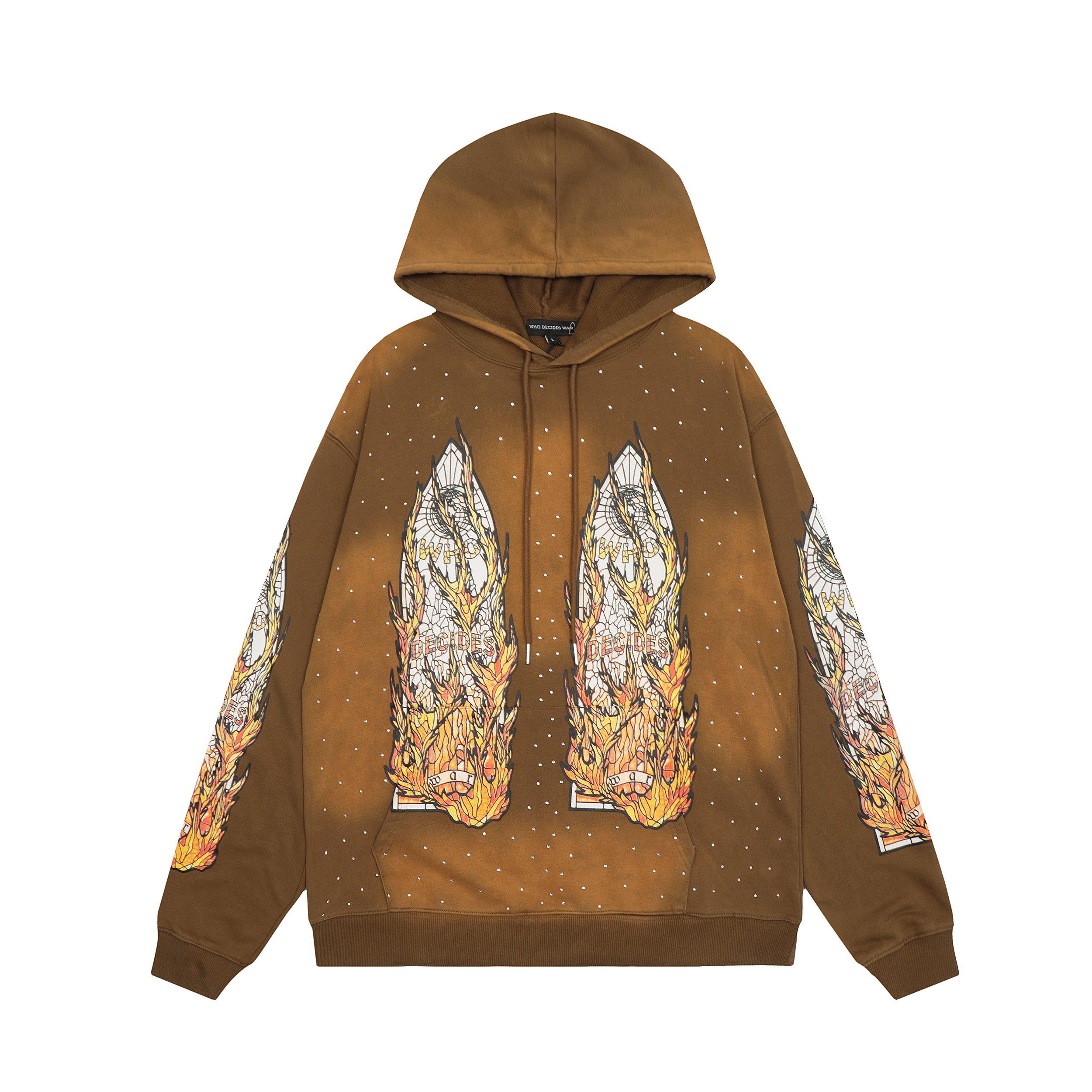 Who Decides War Wholesale High Quality acid wash men's hoodies High street Vintage Oversized men's hoodie