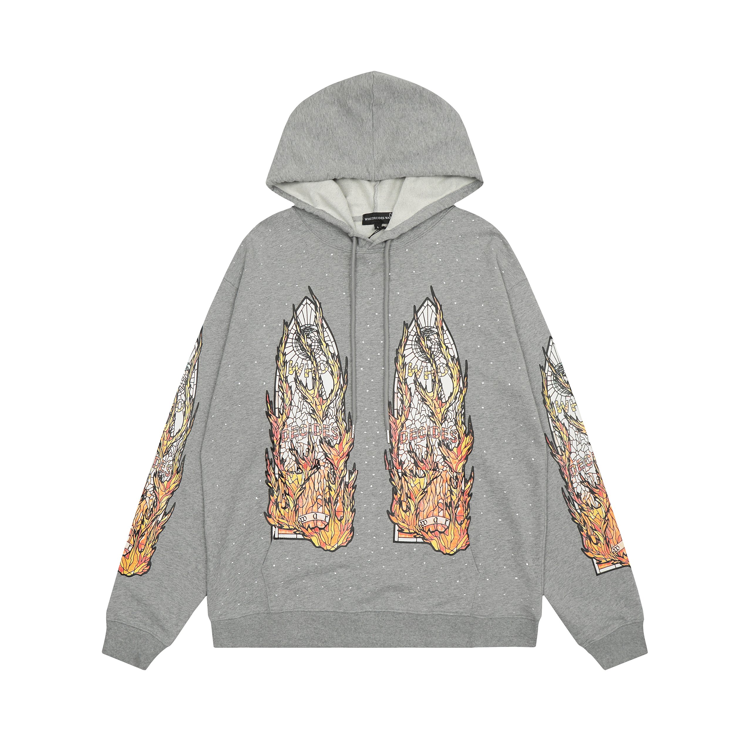 Who Decides War Wholesale High Quality acid wash men's hoodies High street Vintage Oversized men's hoodie