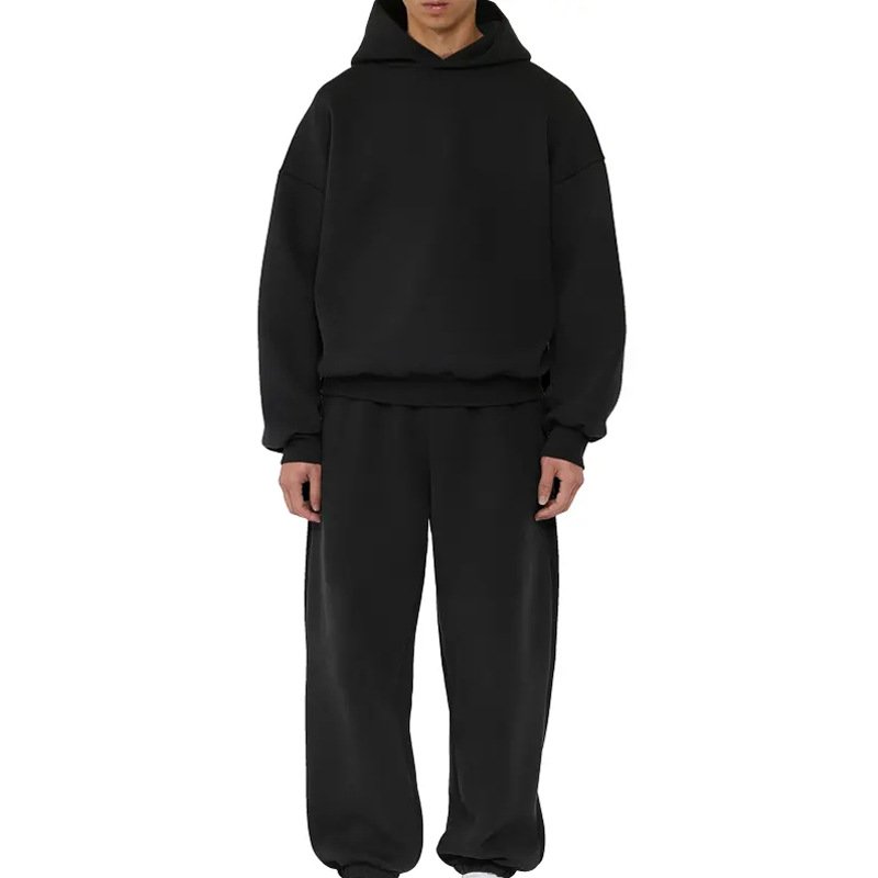 400gsm Thick Fleece Cotton Hoodies Sweatpants Set Custom 500gsm Men Oversize Heavyweight Wash Cropped Boxy Fit Sweatshirt Hoodie