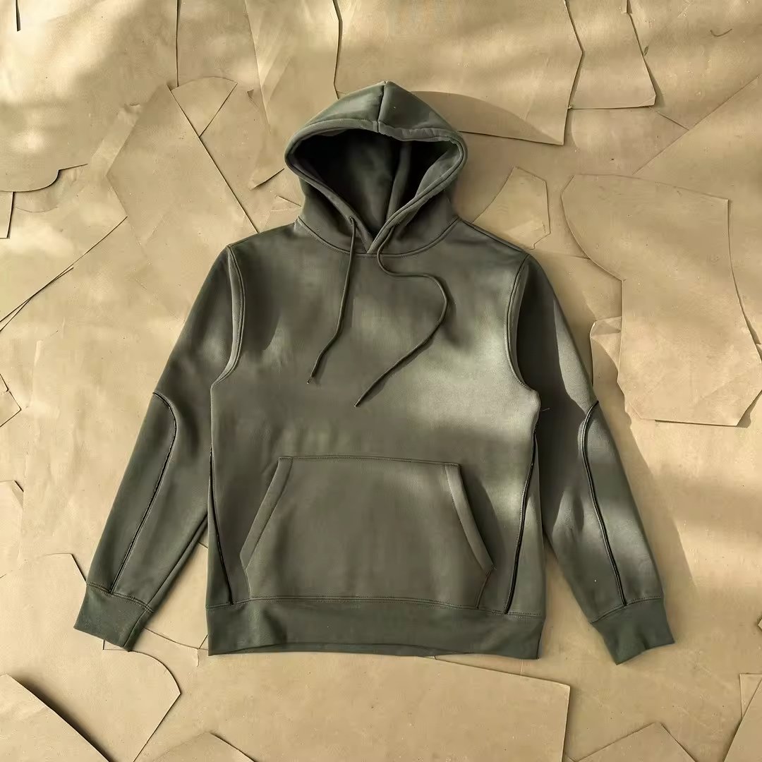 Custom Tech wool High quality blank print logo 380g High weight wool fabric men's hoodie High Street Vintage