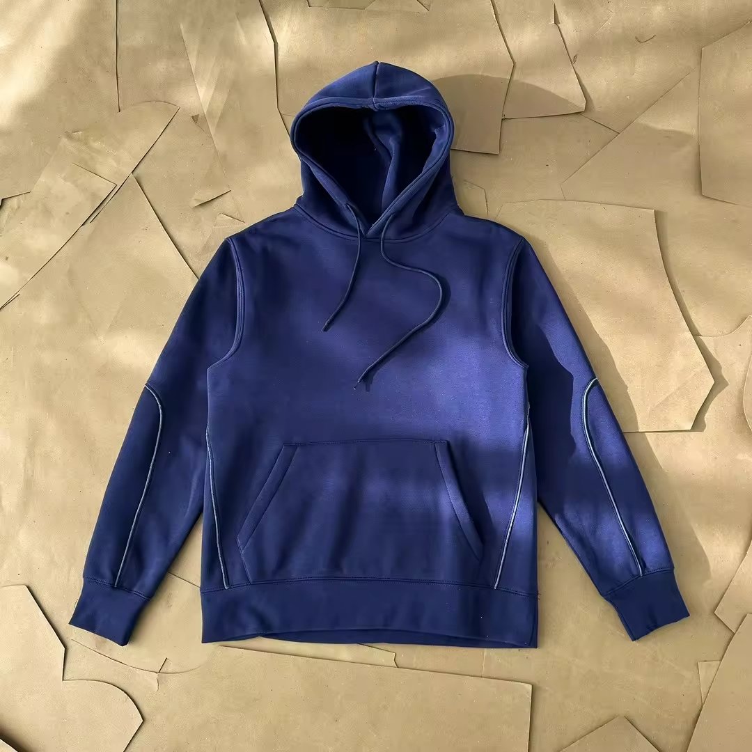 Custom Tech wool High quality blank print logo 380g High weight wool fabric men's hoodie High Street Vintage