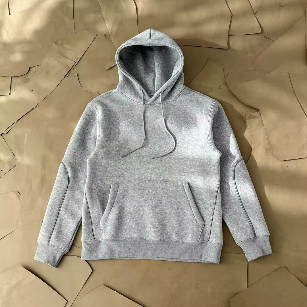 Custom Tech wool High quality blank print logo 380g High weight wool fabric men's hoodie High Street Vintage