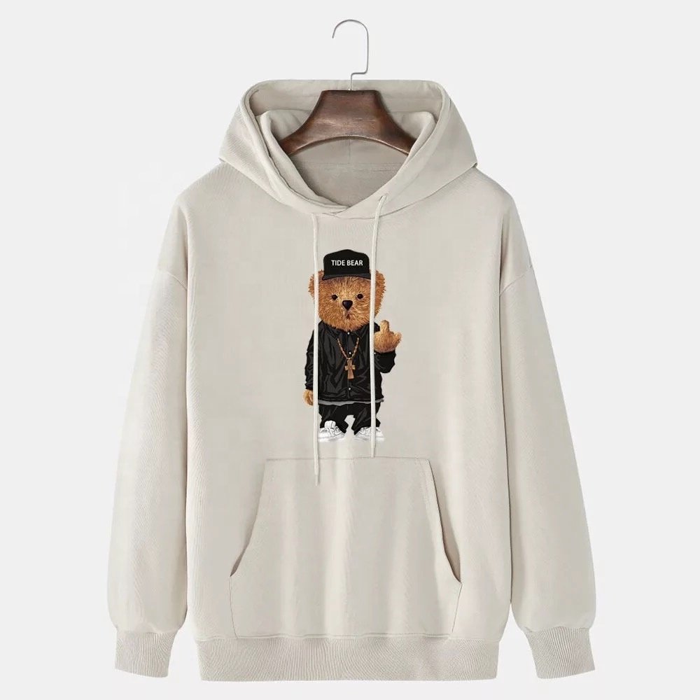 Wholesale 100% Cotton French Terry men's hoodies High Quality Heat Printing heavyweight hoodie