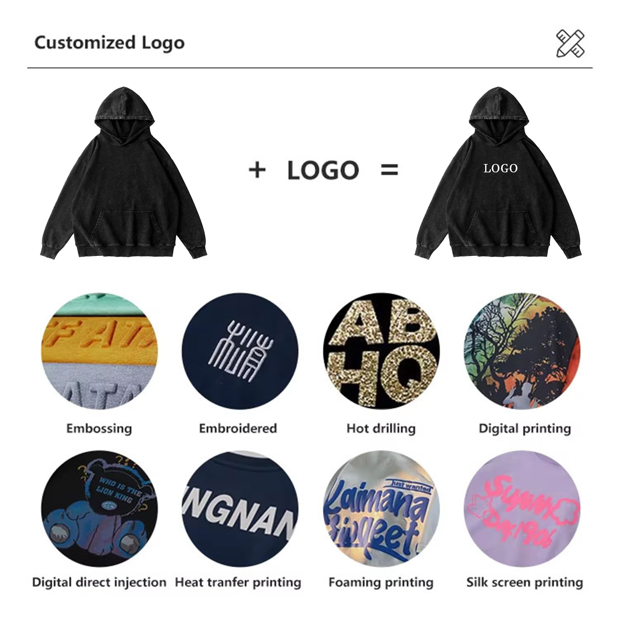 Wholesale 300Gsm Men's Hoodies Unisex Streetwear Pullover Custom Printing Logo Blank Men Casual Hoodies