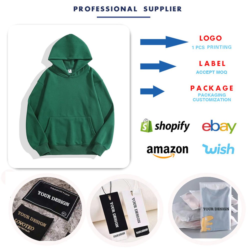 Wholesale High Quality 500 Gsm Cotton Fleece Pullover Hoodie Oversized Blank Hooded Sweatshirt