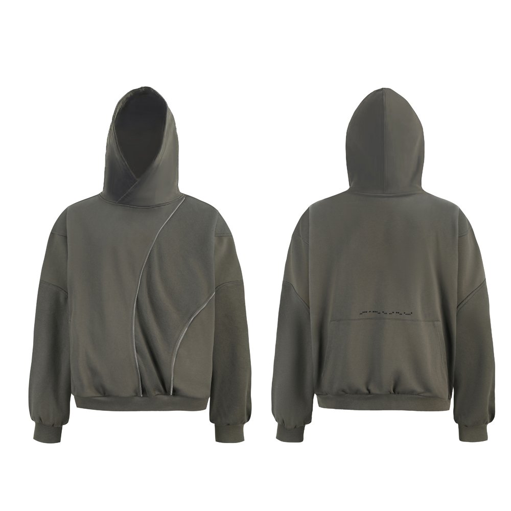 Custom 100% Cotton Hoodie French Terry 480gsm Pullover Hoodie Printed Logo with Zipper Sweatshirt for Men