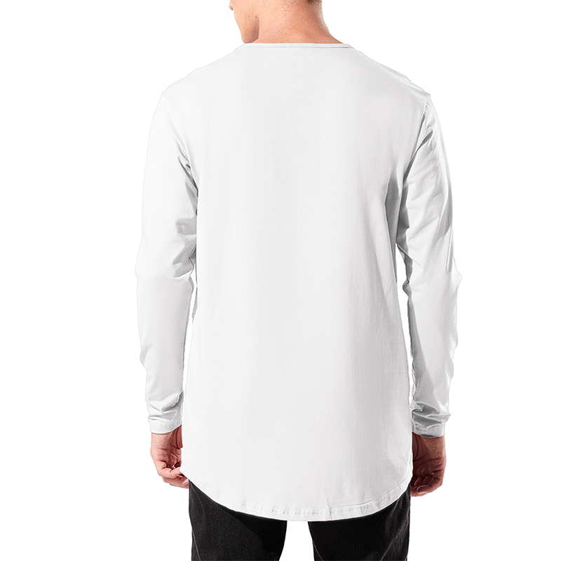 ZN-White color custom brand logo plain blanks O neck bottom hem full length men's hoodies & sweatshirts