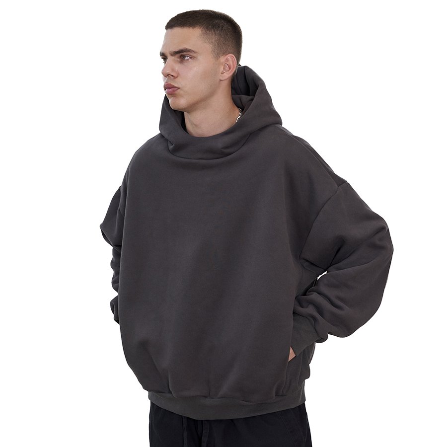 Boxy fleece hoodie heavyweight cotton double hat fashion men's hoodies & sweatshirts graphic printing logo custom hoodies