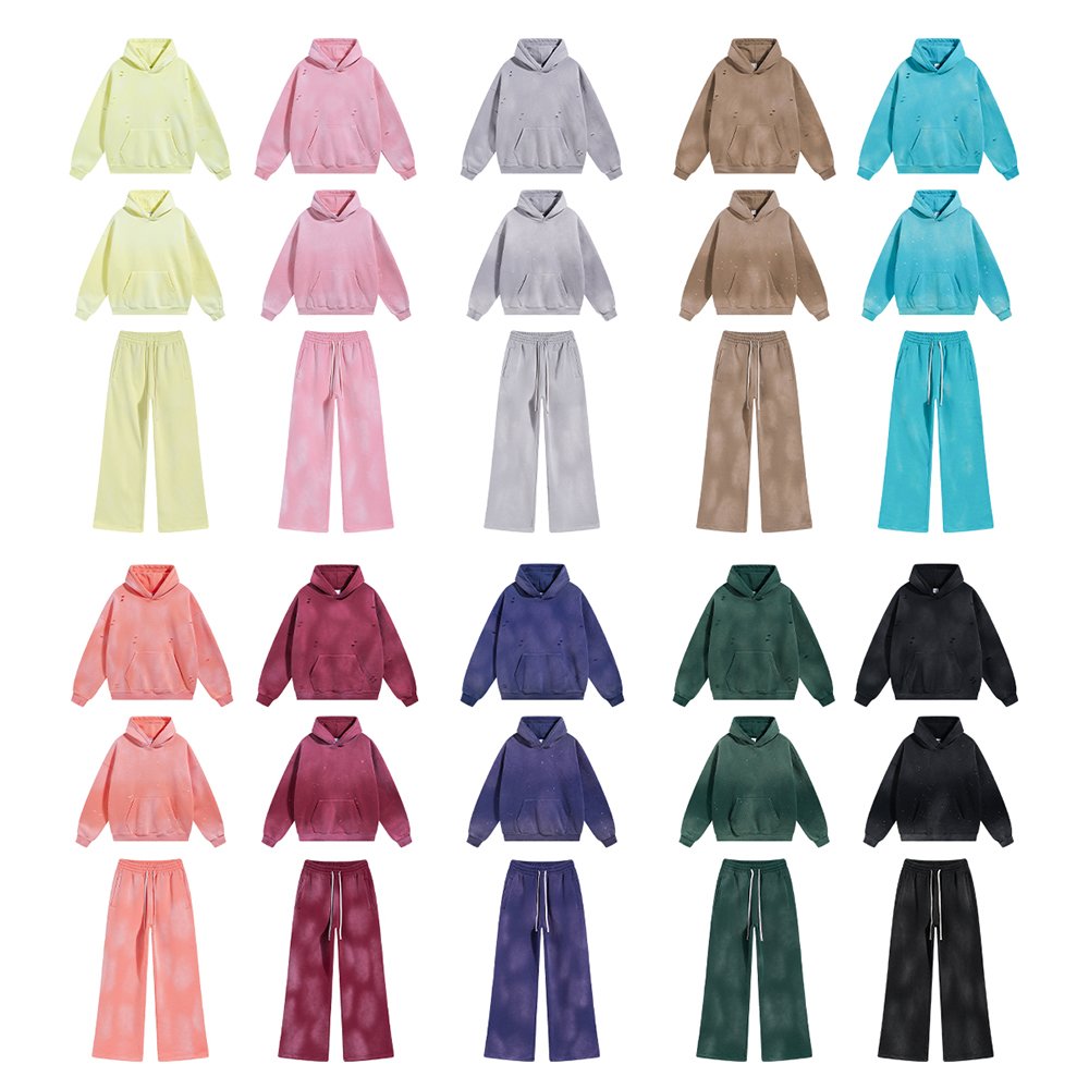 2024 Custom 360gsm Vintage Spray Monkey Washed Ripped Fleece Oversized Men's Hoodies Wholesale