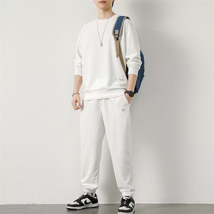 1PCS Custom LogoSpring and autumn trendy men's casual sports handsome hoodie and pants set