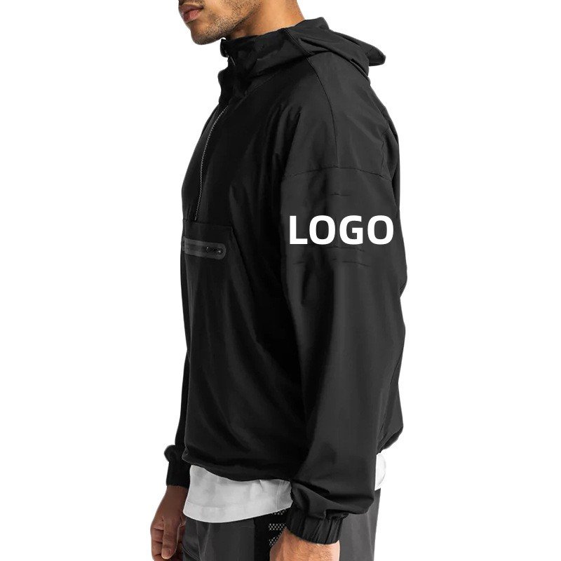 Wholesale New Design Plain Sport Hoodie Gym Nylon 100% Polyester Hoodie Zipper Jacket Men'S Hoodies Sweatshirts