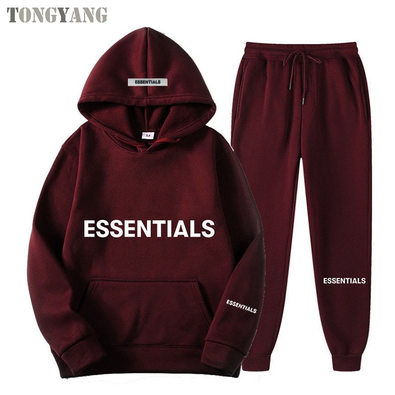 TONGYANG ESSENTIALS HOODIE SET Men's and Women's Sweatshirt Letter Printing Brushed Super Dalian Hoodie Fashion Hip Hop Street