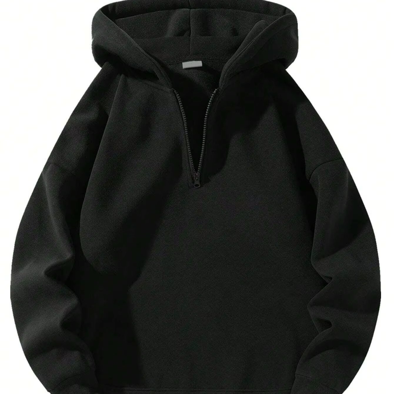 High Quality Cotton Quarter Zip Oversized Hoodies Thick Fleece Drop Shoulder Plain Blank Custom Men Hoodies
