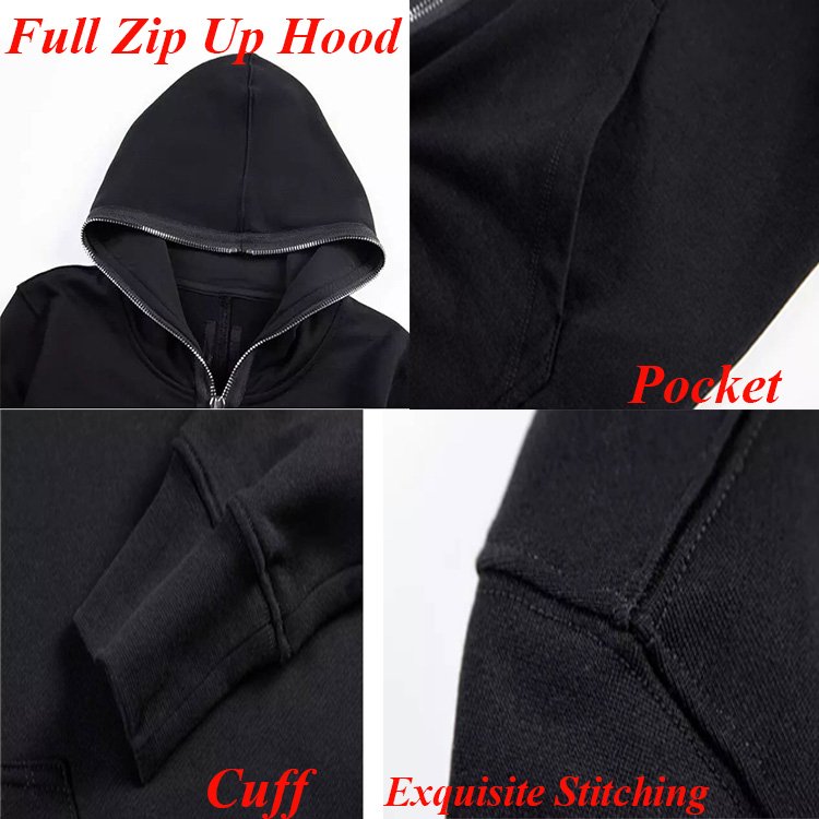 Full zipper Hoodie High Quality Cotton Polyester Men's Hoodies Custom Printing Full Zip Up Fleece Heavyweight Hoodie